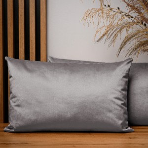 Dekoracyjna poszewka na poduszkę 40x60 cm w kolorze siwym z tkaniny welurowej 