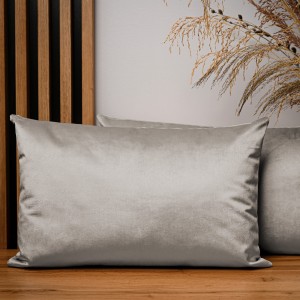 Dekoracyjna poszewka na poduszkę 40x60 cm w kolorze jasnoszarym z tkaniny welurowej