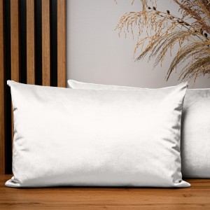 Dekoracyjna poszewka na poduszkę 40x60 cm w kolorze białym z tkaniny welurowej