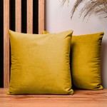 Dekoracyjna poszewka na poduszkę 30x30 cm w kolorze musztardowym z tkaniny welurowej
