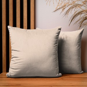 Dekoracyjna poszewka na poduszkę 40x40 cm w kolorze beżowym z tkaniny welurowej 