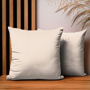 Dekoracyjna poszewka na poduszkę 40x40 cm w kolorze jasnobeżowym z tkaniny welurowej 