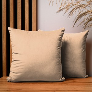 Dekoracyjna poszewka na poduszkę 40x40 cm w kolorze jasnobrązowym z tkaniny welurowej 