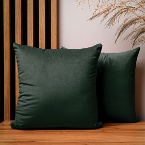 Dekoracyjna poszewka na poduszkę 40x40 cm w kolorze ciemnozielonym z tkaniny welurowej 