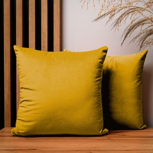 Dekoracyjna poszewka na poduszkę 40x40 cm w kolorze musztardowym z tkaniny welurowej