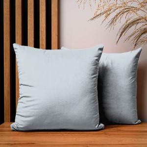 Dekoracyjna poszewka na poduszkę 40x40 cm w kolorze jasnoszarym z tkaniny welurowej 