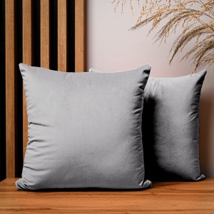Dekoracyjna poszewka na poduszkę 40x40 cm w kolorze szarym z tkaniny welurowej 