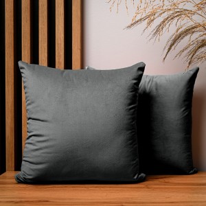 Dekoracyjna poszewka na poduszkę 40x40 cm w kolorze antracytowym z tkaniny welurowej