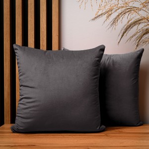 Dekoracyjna poszewka na poduszkę 40x40 cm w kolorze ciemnoszarym z tkaniny welurowej 