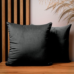 Dekoracyjna poszewka na poduszkę 40x40 cm w kolorze czarnym z tkaniny welurowej