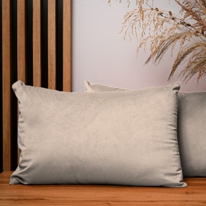 Dekoracyjna poszewka na poduszkę 40x60 cm w kolorze beżowym z tkaniny welurowej