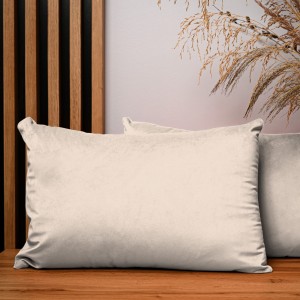 Dekoracyjna poszewka na poduszkę 40x60 cm w kolorze jasnobeżowym z tkaniny welurowej 