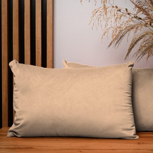 Dekoracyjna poszewka na poduszkę 40x60 cm w kolorze jasnobrązowym z tkaniny welurowej 