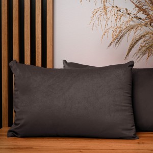 Dekoracyjna poszewka na poduszkę 40x60 cm w kolorze ciemnobrązowym z tkaniny welurowej