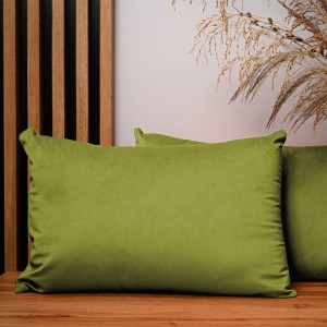 Dekoracyjna poszewka na poduszkę 40x60 cm w kolorze oliwkowym z tkaniny welurowej