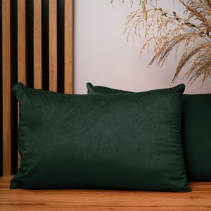 Dekoracyjna poszewka na poduszkę 40x60 cm w kolorze ciemnozielonym z tkaniny welurowej 