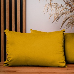 Dekoracyjna poszewka na poduszkę 40x60 cm w kolorze musztardowym z tkaniny welurowej 
