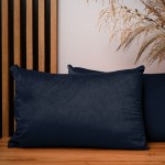 Dekoracyjna poszewka na poduszkę 40x60 cm w kolorze ciemnoniebieskim z tkaniny welurowej 