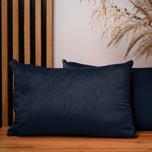 Dekoracyjna poszewka na poduszkę 40x60 cm w kolorze ciemnoniebieskim z tkaniny welurowej 