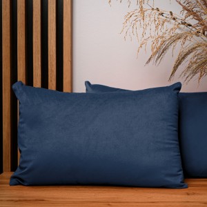 Dekoracyjna poszewka na poduszkę 40x60 cm w kolorze granatowym z tkaniny welurowej  