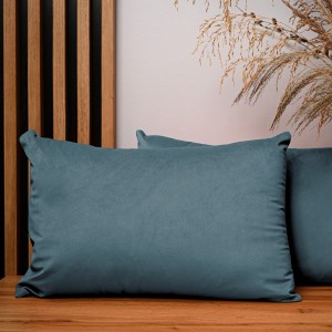 Dekoracyjna poszewka na poduszkę 40x60 cm w kolorze morskim z tkaniny welurowej
