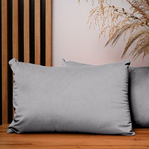 Dekoracyjna poszewka na poduszkę 40x60 cm w kolorze szarym z tkaniny welurowej 