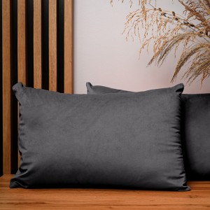 Dekoracyjna poszewka na poduszkę 40x60 cm w kolorze grafitowym z tkaniny welurowej