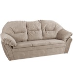 Puszysta, miękka sofa Irma z welurowej tkaniny w kolorze beżowym z oparciem i podłokietnikami mocowanymi na rzepy