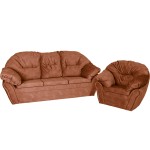 Puszysty zestaw Irma: miękka sofa oraz wygodny fotel w kolorze ciemnopomarańczowym  w stylu klasycznym 