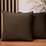 Dekoracyjna poszewka na poduszkę 50x50 cm w kolorze czekoladowym z tkaniny szenilowej z teksturą