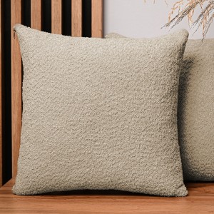 Dekoracyjna poszewka na poduszkę 60x60 cm w kolorze jasnobrązowym z tkaniny szenilowej z teksturą 