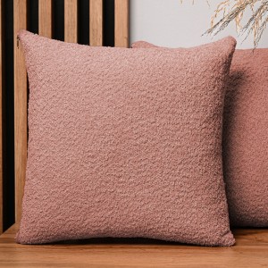 Dekoracyjna poszewka na poduszkę 60x60 cm w kolorze łososiowym z tkaniny szenilowej z teksturą