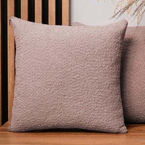 Dekoracyjna poszewka na poduszkę 60x60 cm w kolorze pudrowego różu z tkaniny szenilowej z teksturą 