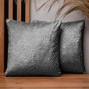 Dekoracyjna poszewka na poduszkę 35x35 cm w kolorze szarym z tkaniny welurowej z teksturą “kropelki” 