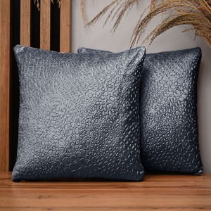 Dekoracyjna poszewka na poduszkę 35x35 cm w kolorze szaro-niebieskim z kaniny welurowej z teksturą “kropelki” 