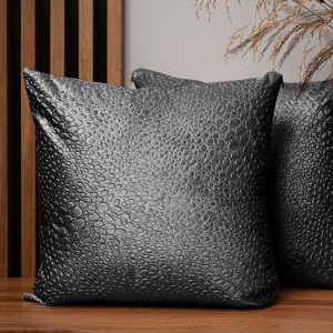 Dekoracyjna poszewka na poduszkę 45x45 cm w kolorze szarym z tkaniny welurowej z teksturą “kropelki"