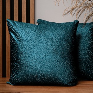 Dekoracyjna poszewka na poduszkę 45x45 cm w kolorze turkusowym z tkaniny welurowej z teksturą “kropelki" 