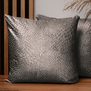 Dekoracyjna poszewka na poduszkę 50x50 cm w kolorze stalowym z tkaniny welurowej z teksturą “kropelki"