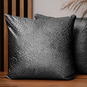 Dekoracyjna poszewka na poduszkę 50x50 cm w kolorze szarym z tkaniny welurowej z teksturą “kropelki" 