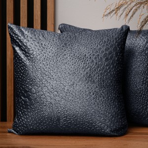 Dekoracyjna poszewka na poduszkę 50x50 cm w kolorze szaroniebieskim z tkaniny welurowej z teksturą “kropelki" 