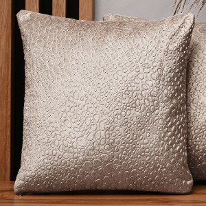 Dekoracyjna poszewka na poduszkę 60x60 cm w kolorze beżowym z tkaniny welurowej z teksturą “kropelki" 