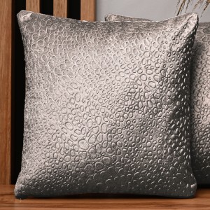 Dekoracyjna poszewka na poduszkę 60x60 cm w kolorze stalowym z tkaniny welurowej z teksturą “kropelki"