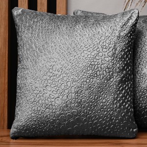 Dekoracyjna poszewka na poduszkę 60x60 cm w kolorze szarym z tkaniny welurowej z teksturą “kropelki"