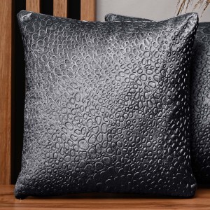 Dekoracyjna poszewka na poduszkę 60x60 cm w kolorze ciemnoszarym z tkaniny welurowej z teksturą “kropelki"