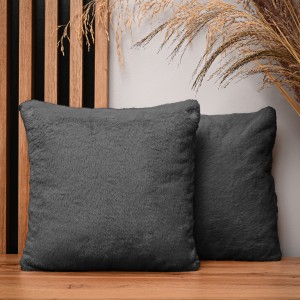 Dekoracyjna poszewka na poduszkę 35x35 cm w kolorze grafitowym z imitacji futra