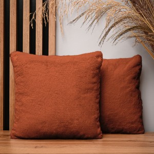Dekoracyjna poszewka na poduszkę 35x35 cm w kolorze ciemnopomarańczowym z imitacji futra