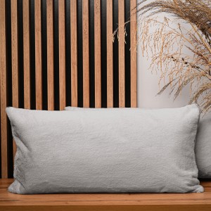 Dekoracyjna poszewka na poduszkę 40x80 cm w kolorze szarym z imitacji futra