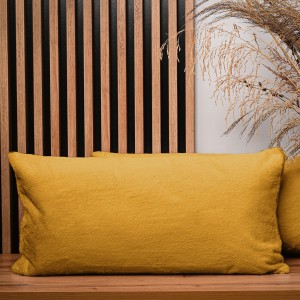 Dekoracyjna poszewka na poduszkę 40x80 cm w kolorze żółtym z imitacji futra