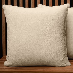 Dekoracyjna poszewka na poduszkę 60x60 cm w kolorze kremowym z imitacji futra 