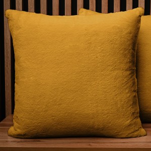 Dekoracyjna poszewka na poduszkę 60x60 cm w kolorze żółym z imitacji futra 